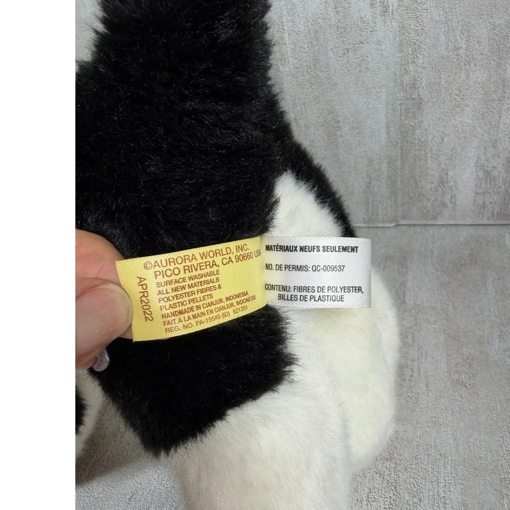 Aurora Miyoni Tuxedo Cat Plush Stuffed Animal Black White Realistic 10 Inch